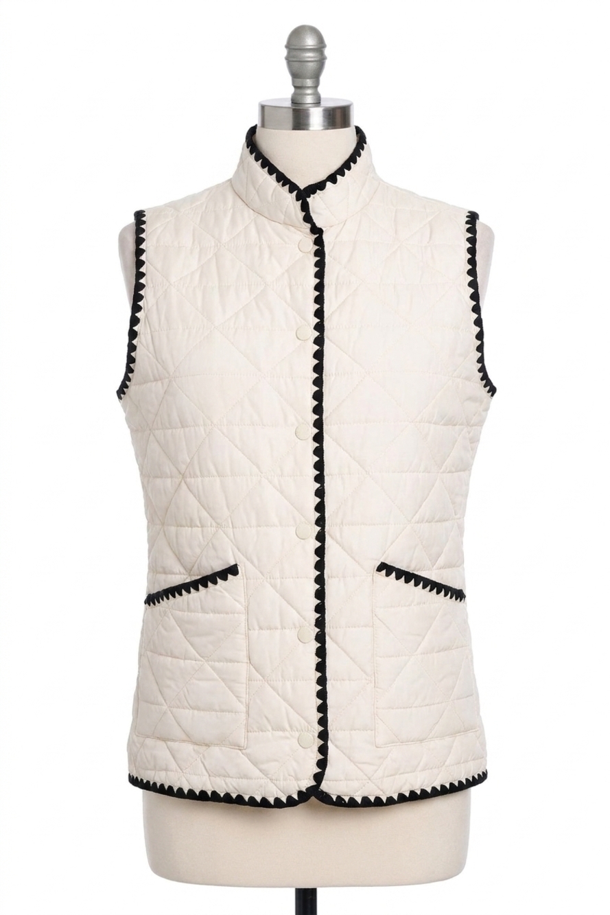 NEW MULTIPLES quilted woven vest in crimson tide/black